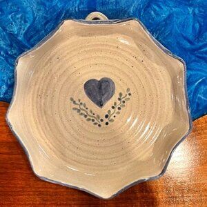 Heart Pottery Salt Glaze Pie Quiche Plate or Wall Hanging Signed
